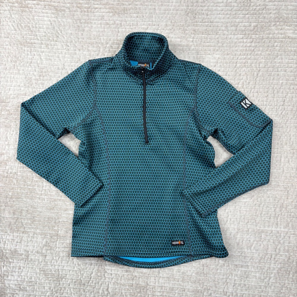 Kerrits Womens Small Teal Honeycomb Fleece Quarter Zip Equestrian Riding Top